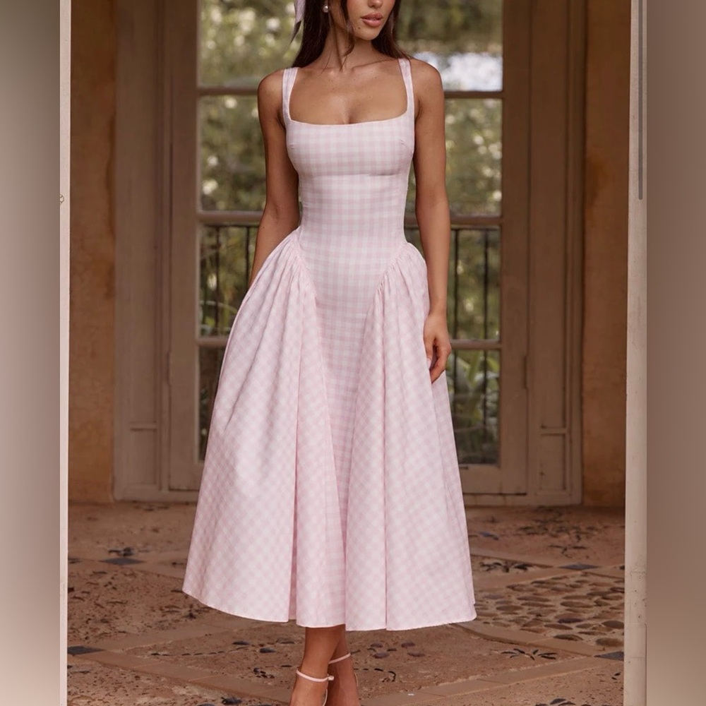 Pink Gingham Drop Waist Dress